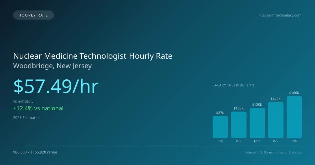 Nuclear Medicine Technologist Hourly Rate in Woodbridge, NJ — 2026 est., based on 2025 BLS