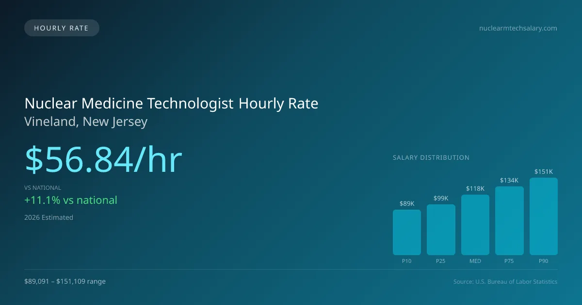 Nuclear Medicine Technologist Hourly Rate in Vineland, NJ — 2026 est., based on 2025 BLS