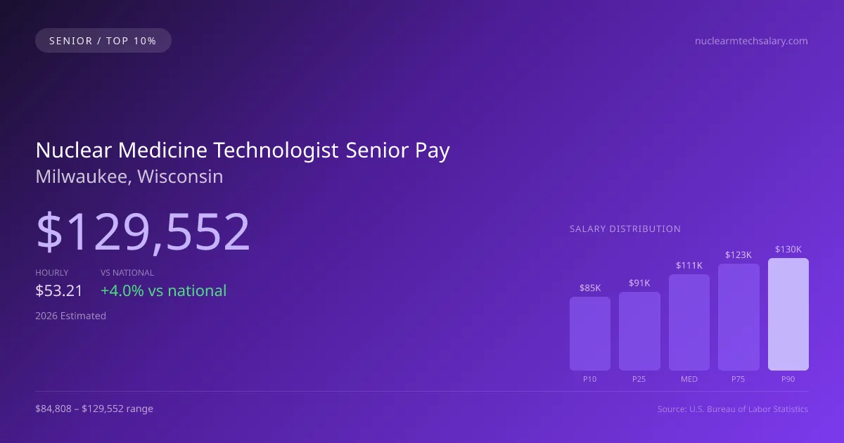 Nuclear Medicine Technologist Senior Salary in Milwaukee, WI — 2026 est., based on 2025 BLS